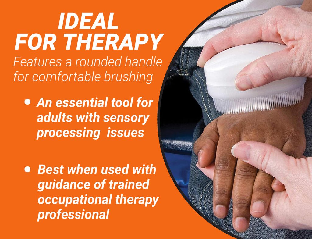 Oval Therapy Sensory Brush with Easy-Grip Handle, [USA Based Brand] | Oval Shape Brush for Calming, Stimulating and Sensory Brushing, White (Pack of 2)