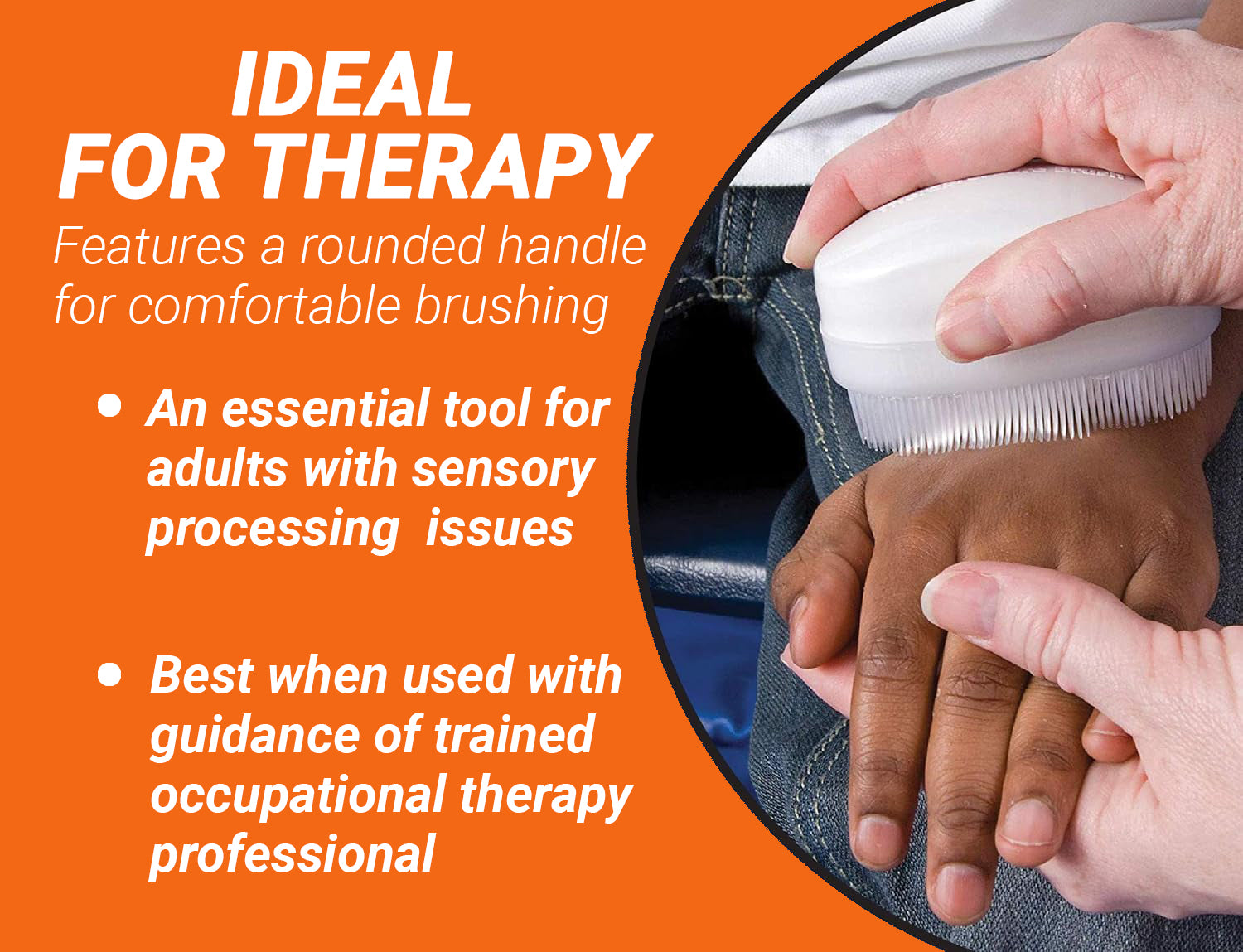 Oval Therapy Sensory Brush with Easy-Grip Handle, [USA Based Brand] | Oval Shape Brush for Calming, Stimulating and Sensory Brushing, White (Pack of 2)