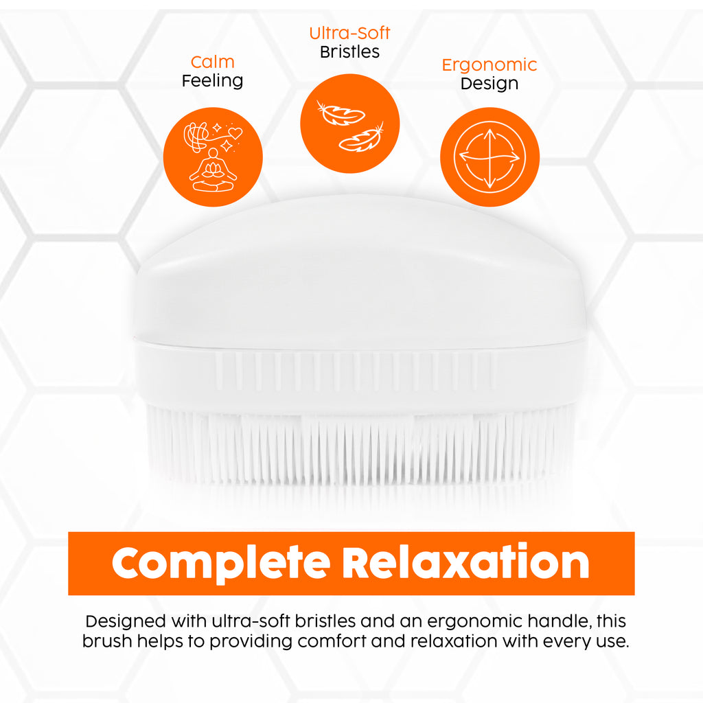 Oval Therapy Sensory Brush with Easy-Grip Handle, [USA Based Brand] | Oval Shape Brush for Calming, Stimulating and Sensory Brushing, White (Pack of 2)