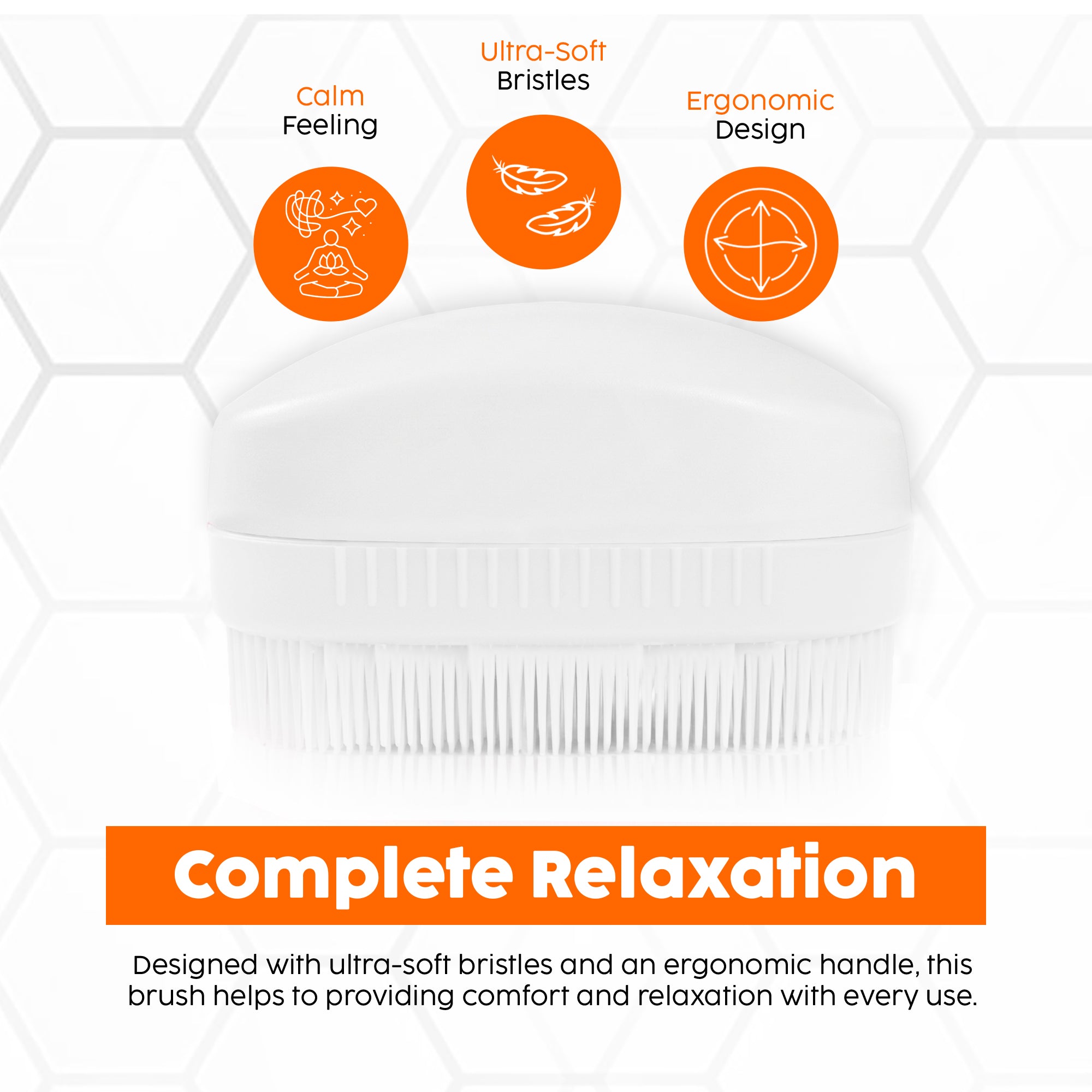 Oval Therapy Sensory Brush with Easy-Grip Handle, [USA Based Brand] | Oval Shape Brush for Calming, Stimulating and Sensory Brushing, White (Pack of 2)