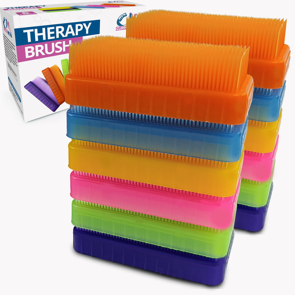 Wilbarger Method Therapy Sensory Brush Occupational & Therapressure Brush for Calming, Stimulating, and Sensory Brushing – Use as Part of The Wilbarger Brushing Protocol, Colored, 12 Count (Pack of 1)