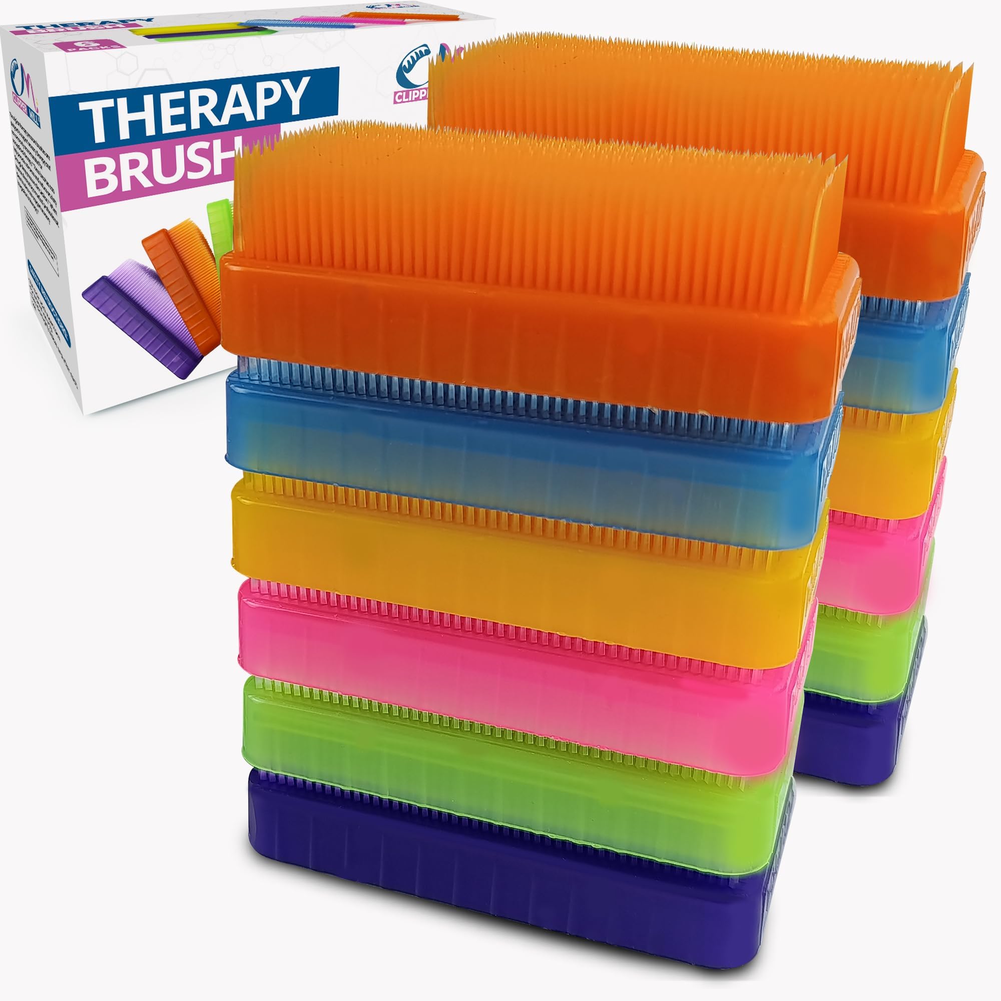 Wilbarger Method Therapy Sensory Brush Occupational & Therapressure Brush for Calming, Stimulating, and Sensory Brushing – Use as Part of The Wilbarger Brushing Protocol, Colored, 12 Count (Pack of 1)