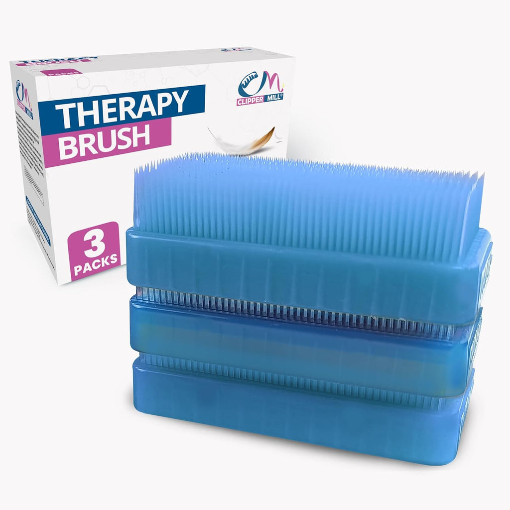 Wilbarger Method Therapy Sensory Brush Occupational & Therapressure Brush for Calming, Stimulating, and Sensory Brushing – Use as Part of The Wilbarger Brushing Protocol, Blue, 3 Count (Pack of 1)