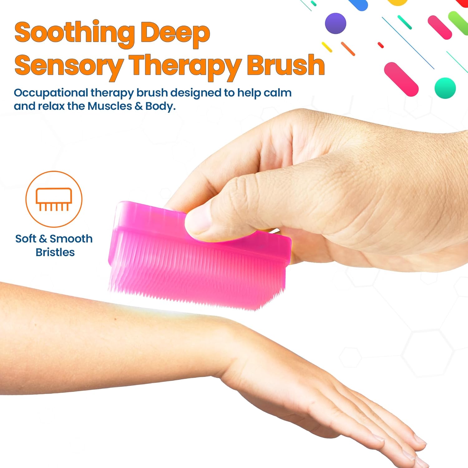 Wilbarger Method Therapy Sensory Brush Occupational & Therapressure Brush for Calming, Stimulating, and Sensory Brushing – Use as Part of The Wilbarger Brushing Protocol, Pink, 3 Count (Pack of 1)