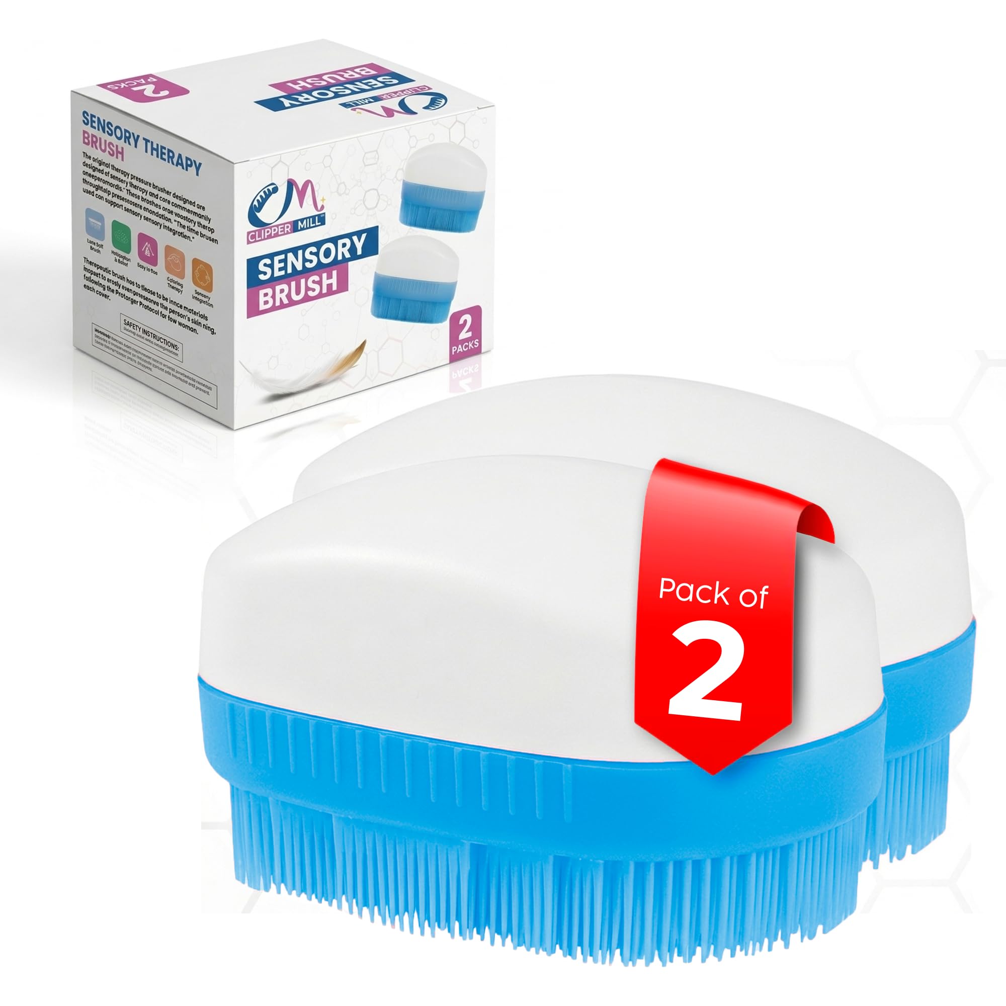 Wilbarger Method Therapy Brush, 2 Pack (Blue) - Therapressure