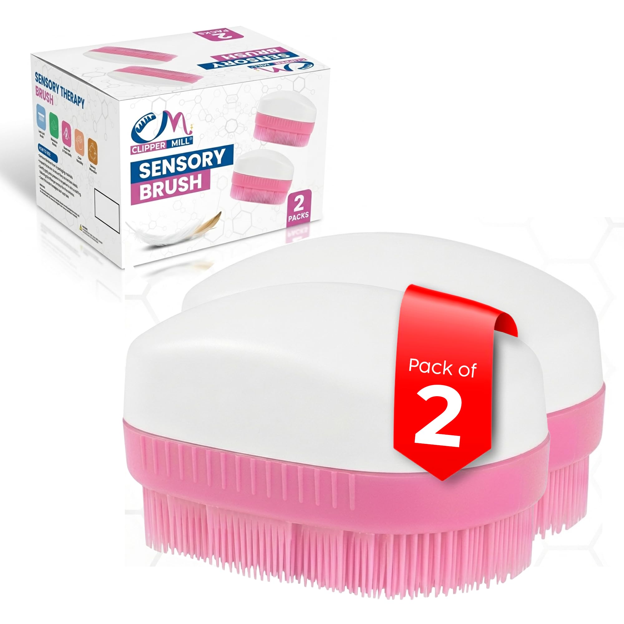 Wilbarger Method Therapy Brush, 2 Pack (Pink) - Therapressure Sensory Brush for Occupational Therapy and Brushing Protocol (Copy)