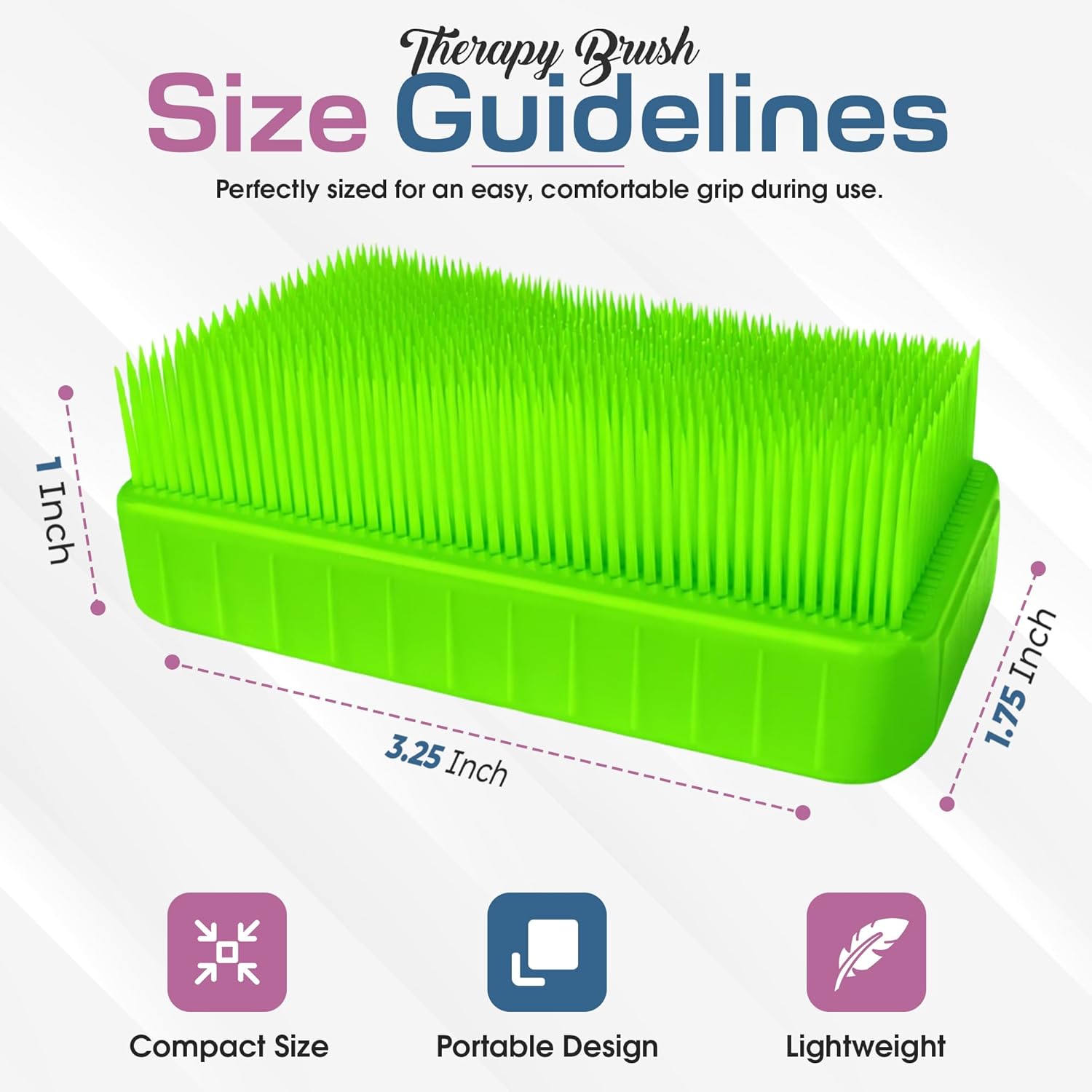 Wilbarger Method Therapy Sensory Brush - Therapressure Brush for Occupational Therapy for Sensory Brushing – Use as Part of The Wilbarger Brushing Protocol – 3 Pack - Purple/Green/Yellow