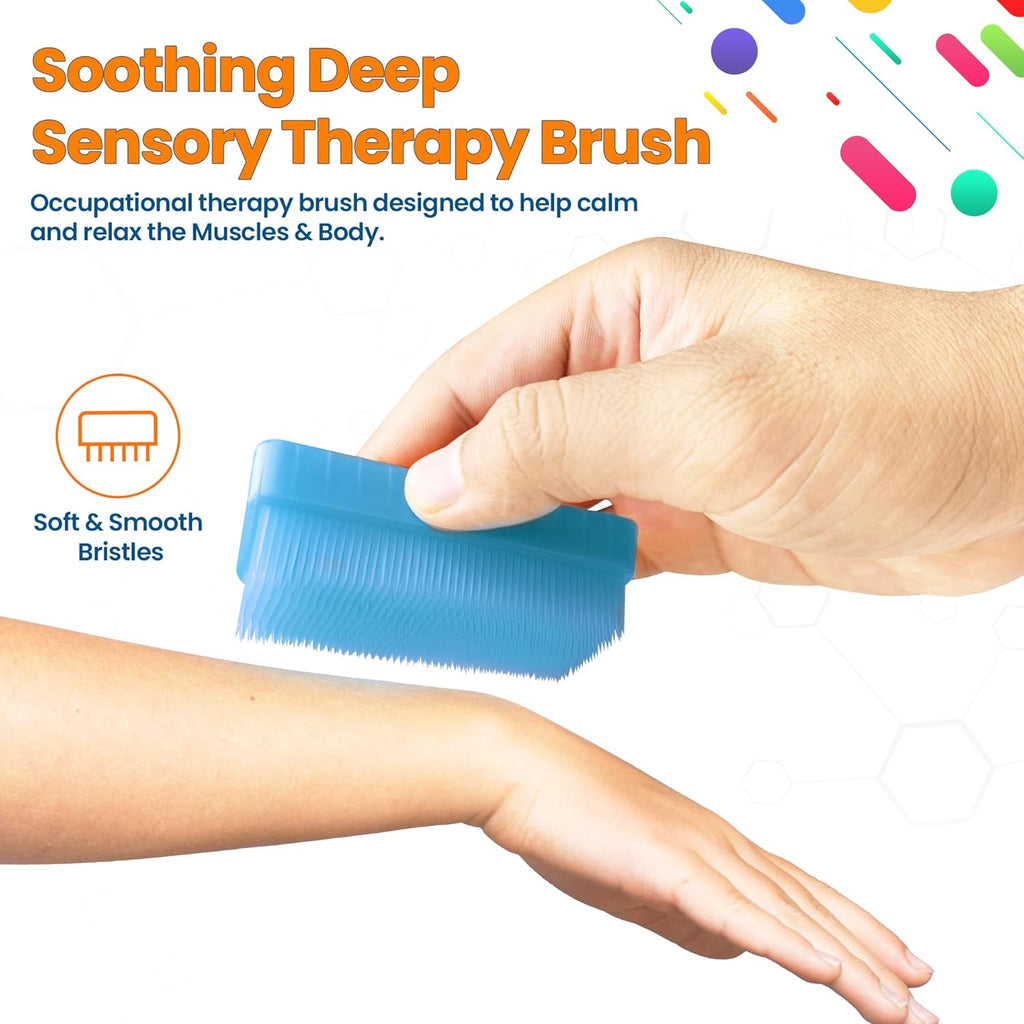 Wilbarger Method Therapy Sensory Brush Occupational & Therapressure Brush for Calming, Stimulating, and Sensory Brushing – Use as Part of The Wilbarger Brushing Protocol, Blue, 3 Count (Pack of 1)