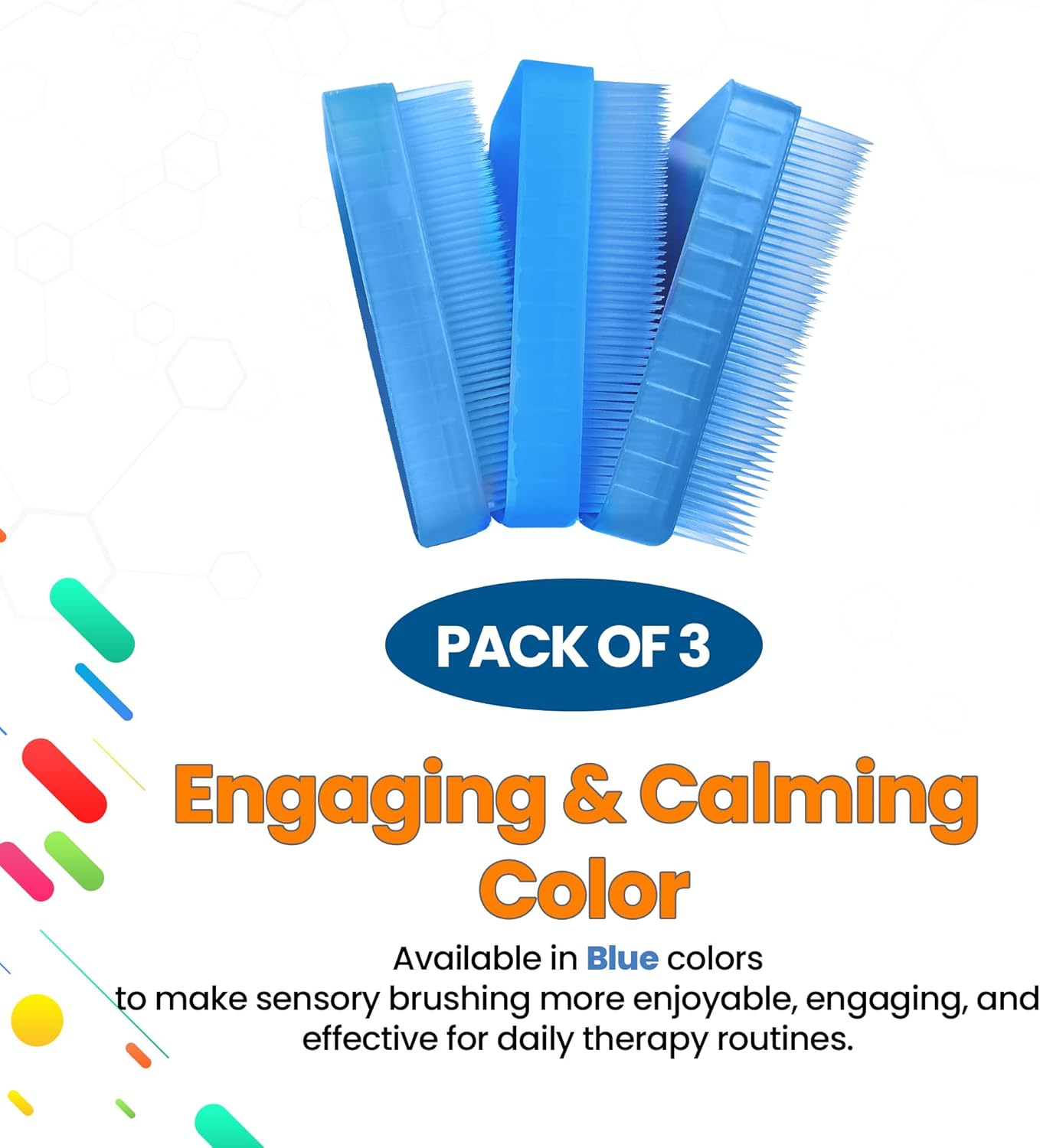 Wilbarger Method Therapy Sensory Brush Occupational & Therapressure Brush for Calming, Stimulating, and Sensory Brushing – Use as Part of The Wilbarger Brushing Protocol, Blue, 3 Count (Pack of 1)