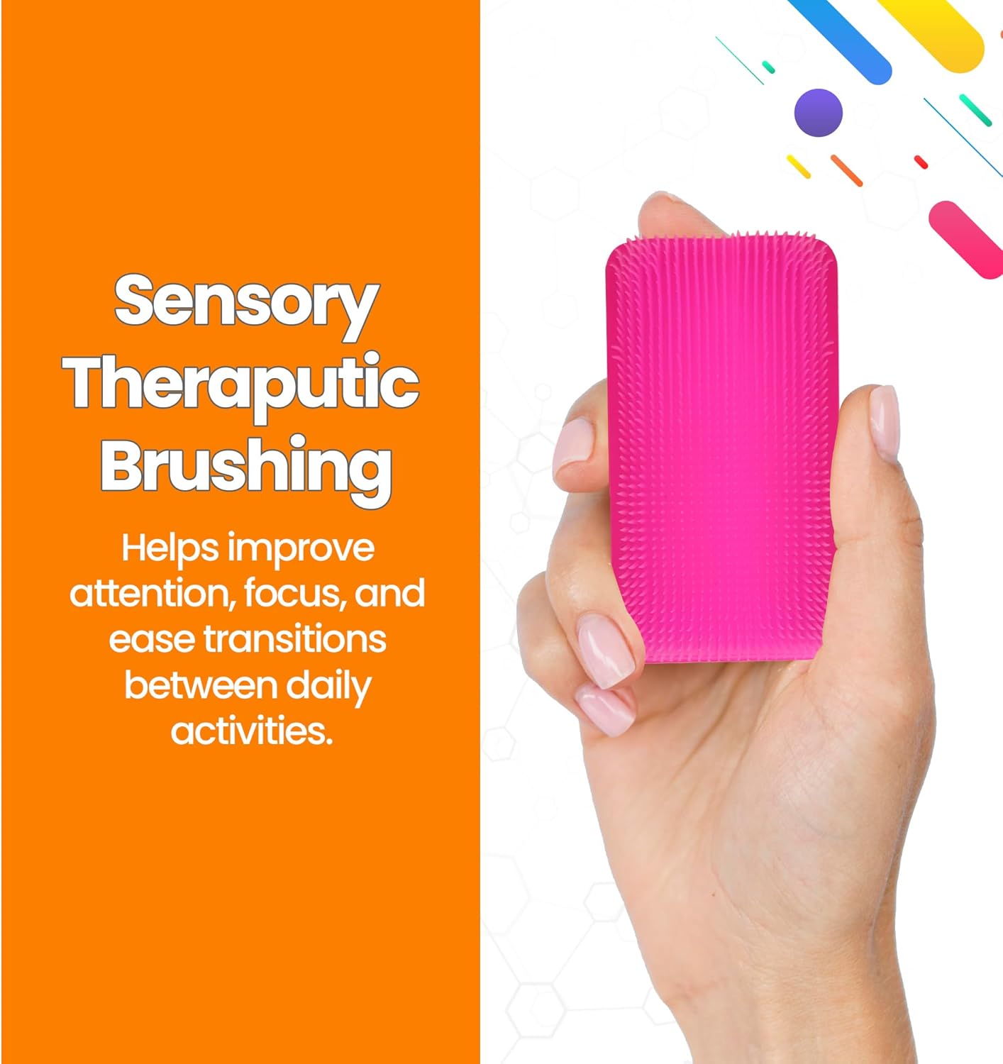 Wilbarger Method Therapy Sensory Brush Occupational & Therapressure Brush for Calming, Stimulating, and Sensory Brushing – Use as Part of The Wilbarger Brushing Protocol, Colored, 12 Count (Pack of 1)